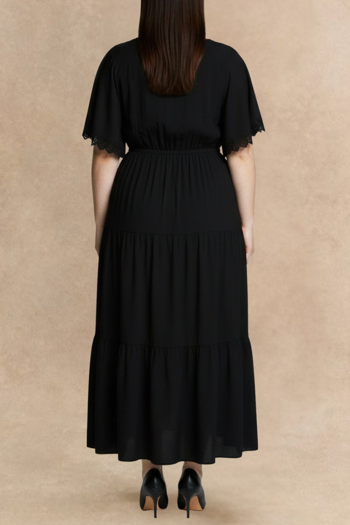 Ciara Plus Size Boho Ruffled Maxi Dress with Flutter Sleeves