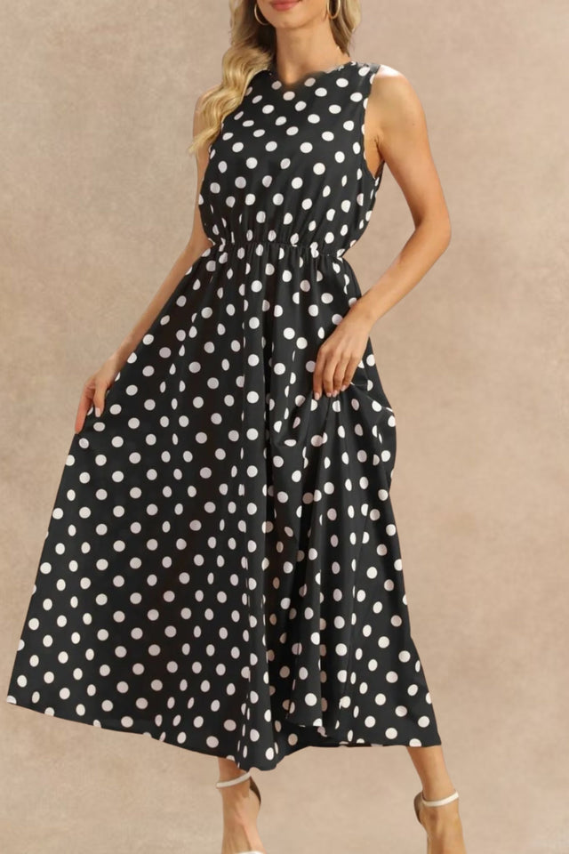 Robe Midi Pois Manches Courtes