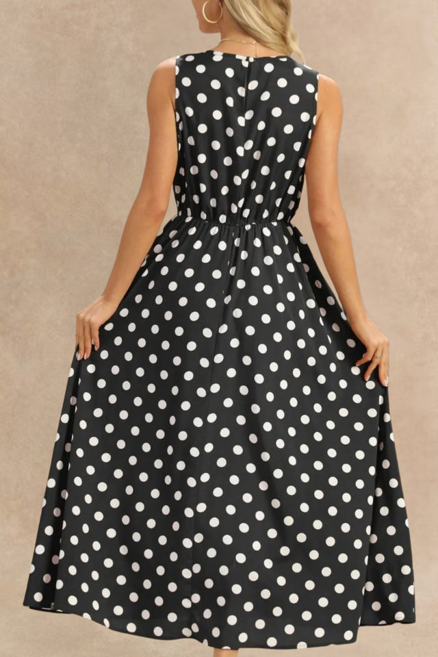 Robe Midi Pois Manches Courtes