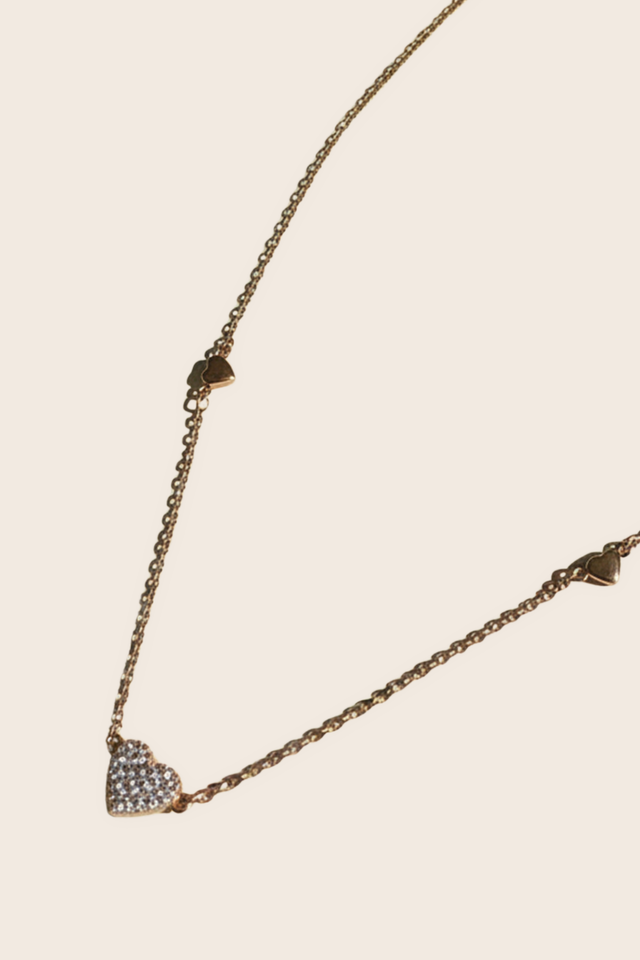 Rose Gold Zircon Heart Necklace