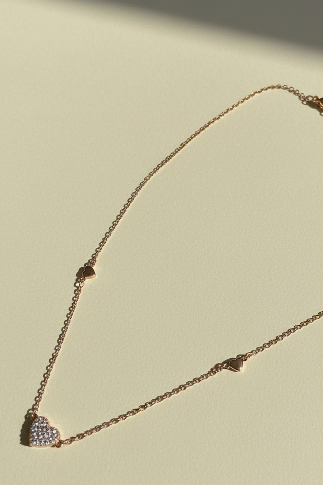 Rose Gold Zircon Heart Necklace