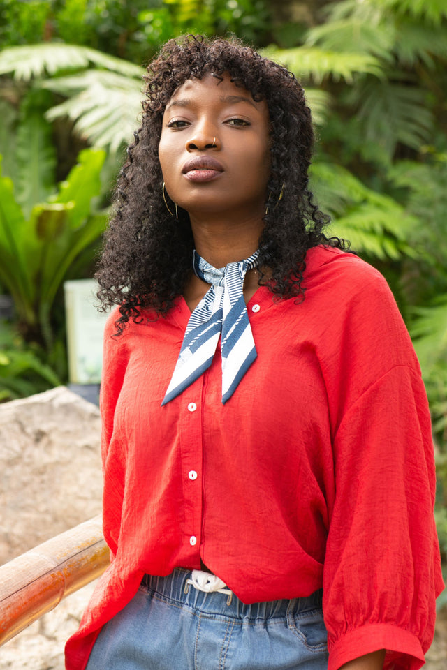 Roxanne Chemise Buttons Oversize – Tissu Léger Semi-Transparent Mélange de Cotons