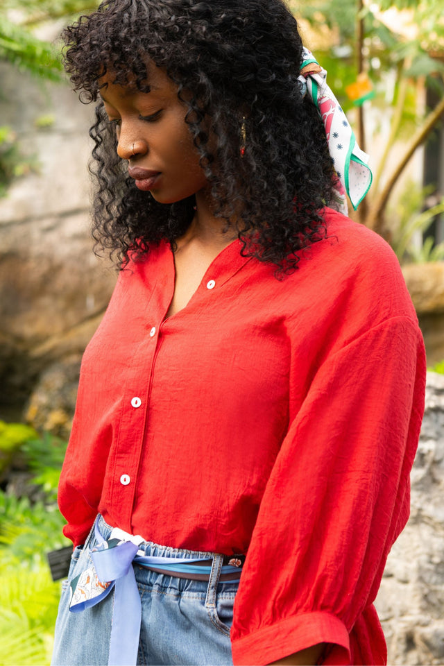 Roxanne Chemise Buttons Oversize – Tissu Léger Semi-Transparent Mélange de Cotons