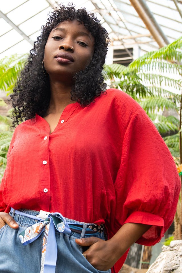 Roxanne Chemise Buttons Oversize – Tissu Léger Semi-Transparent Mélange de Cotons