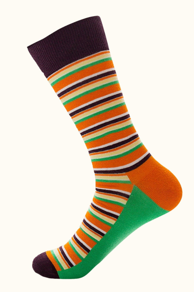 Socks Retro Stripes Pattern - Onze Montreal Orange Onze Montreal
