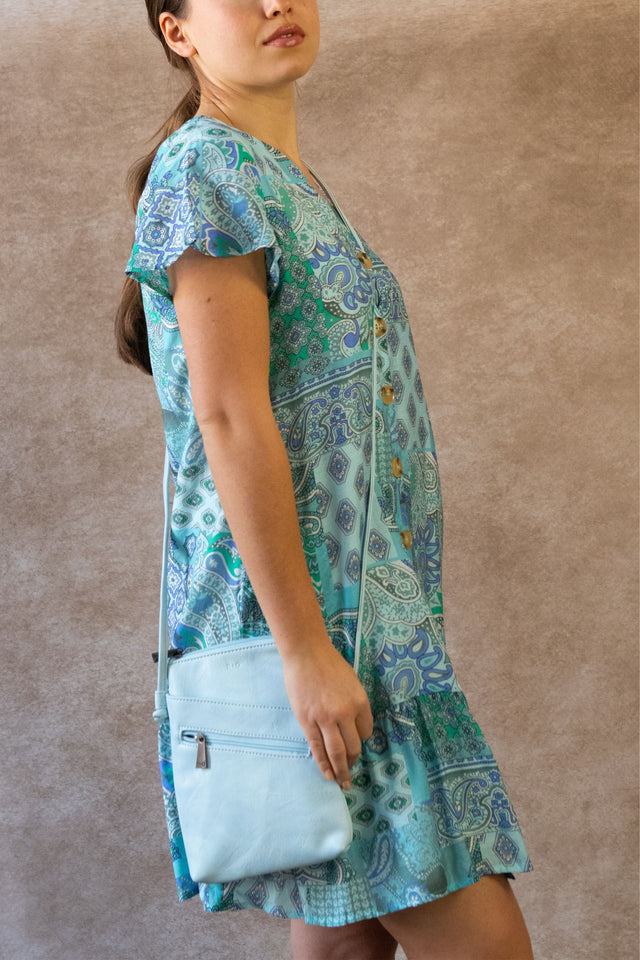 Sabine Robe Courte Bohème à Motif Cachemire - Col V, Boutonnée, Manches Courtes