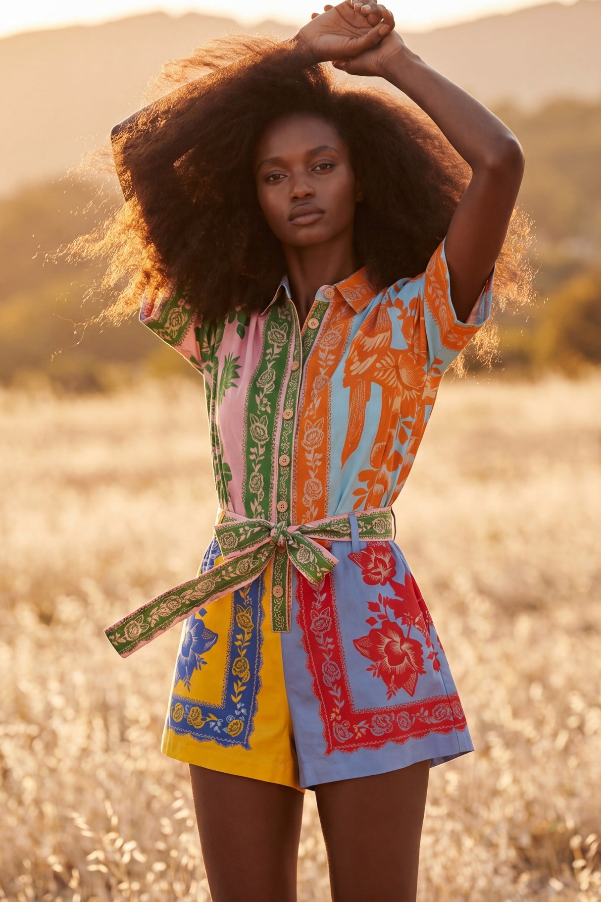 Samuela Combishort Imprimé Taille Nouée