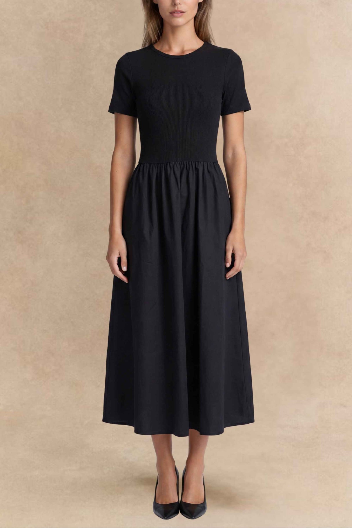Sarah Black Full-Skirt Dress