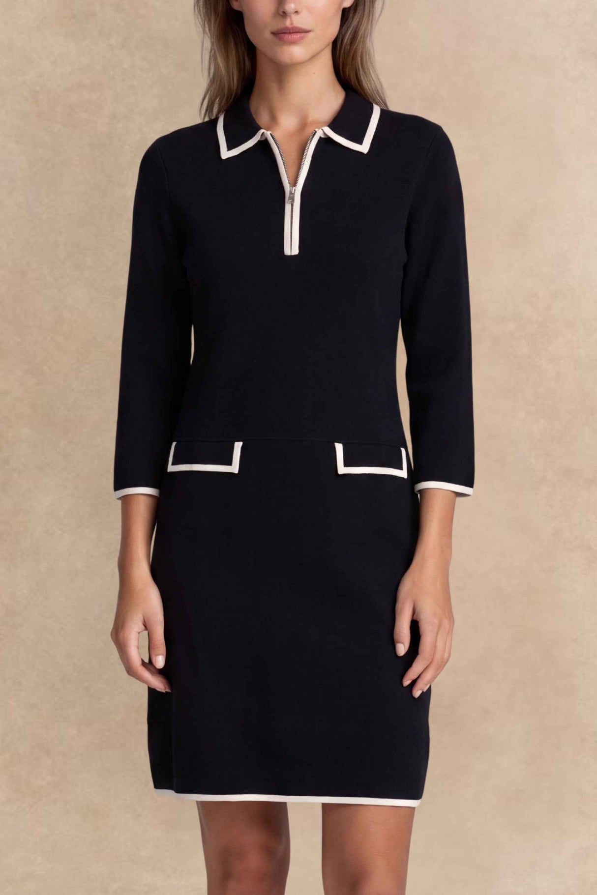 Sasha Black Contrast Collar Dress