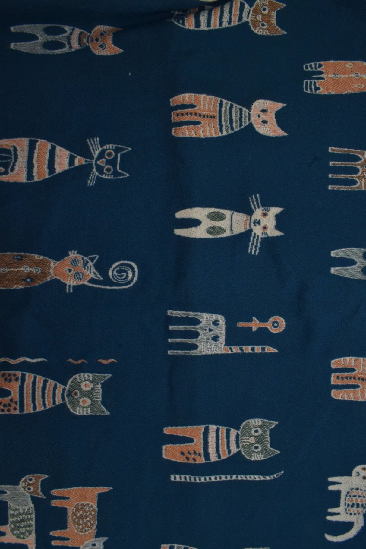 Foulard Motif Chat Brodure Uni
