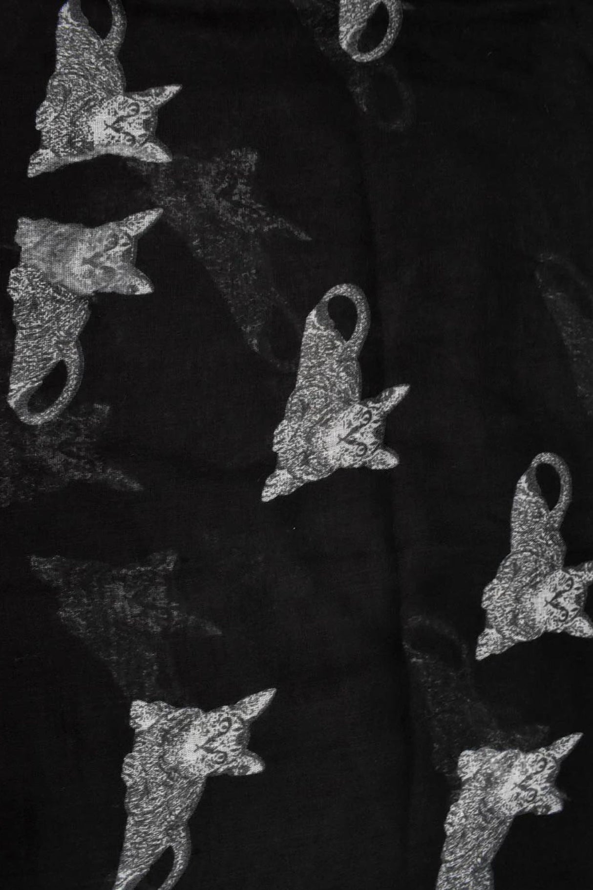 Scarf Light Cat Print Black - Onze Montreal Black Onze Montreal