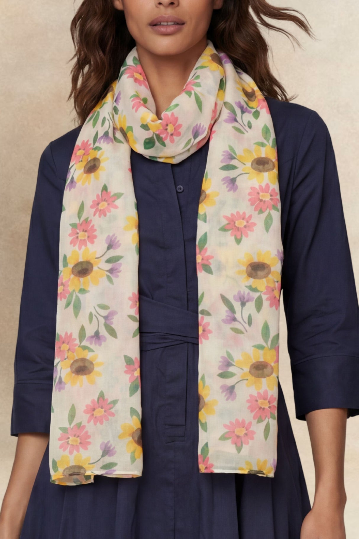 Foulard Marguerite Fleurs Blanc
