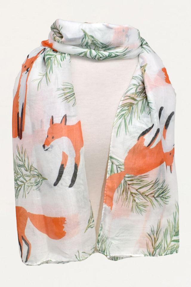 Scarf Fox Print White - Onze Montreal White Onze Montreal
