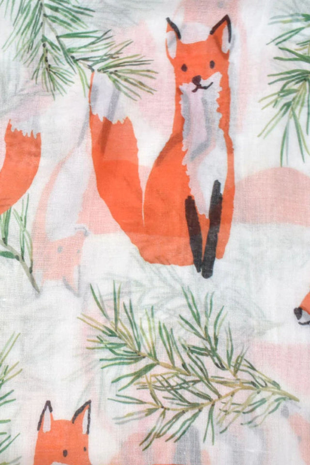 Scarf Fox Print White - Onze Montreal White Onze Montreal