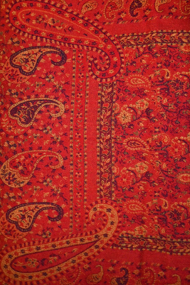 Bohemian Paisley Fringe Scarf – Red