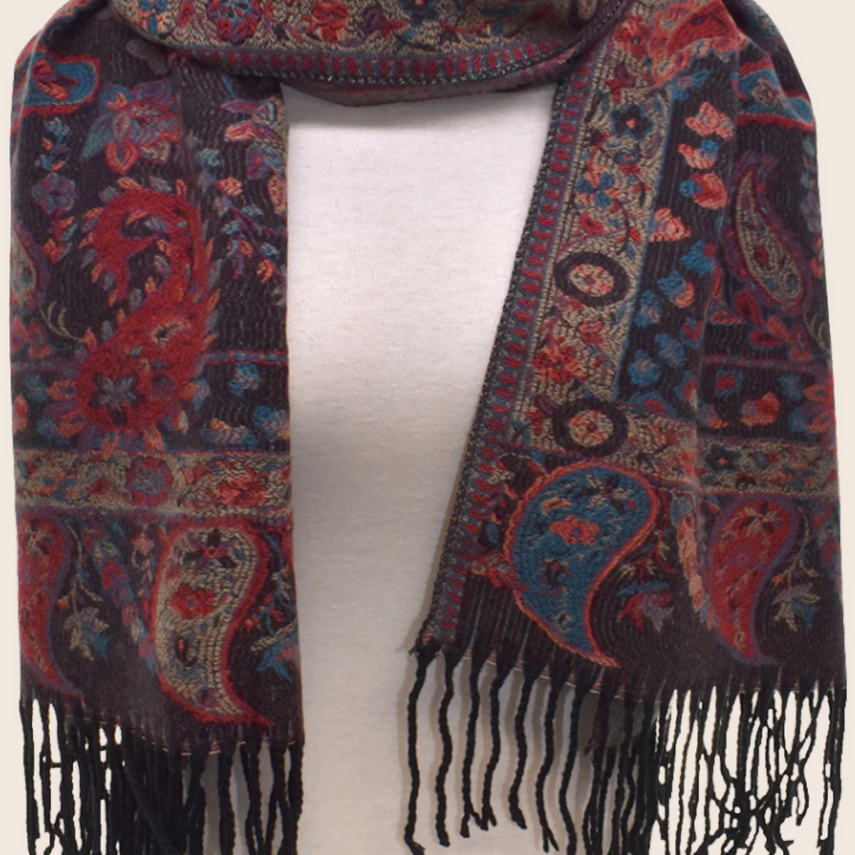 Foulard Long à Carreaux Noir Rouge Blanc - Effet Cachemire Acrylique - Homme/Femme - Occasion Excellent état