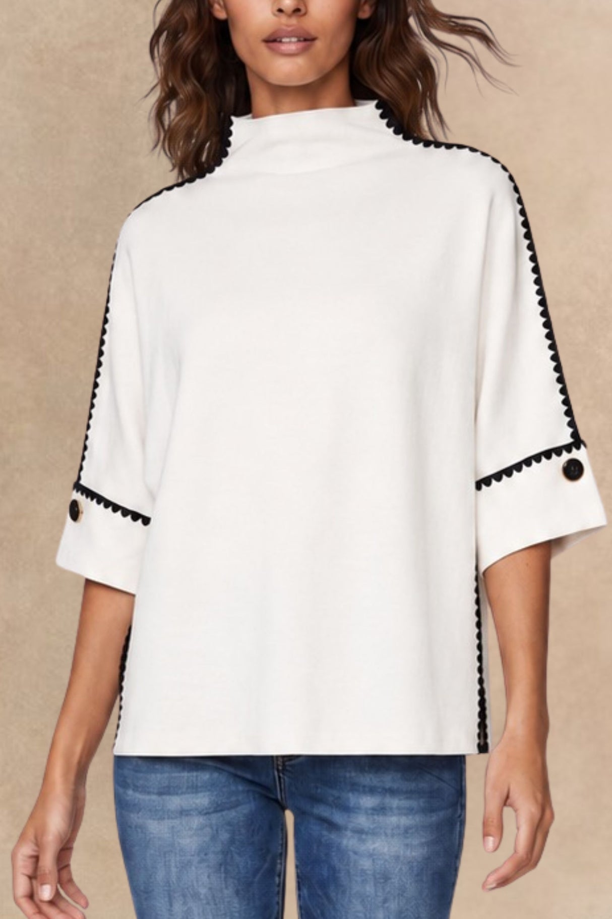 Sézane Mock Neck Oversized Knit Top