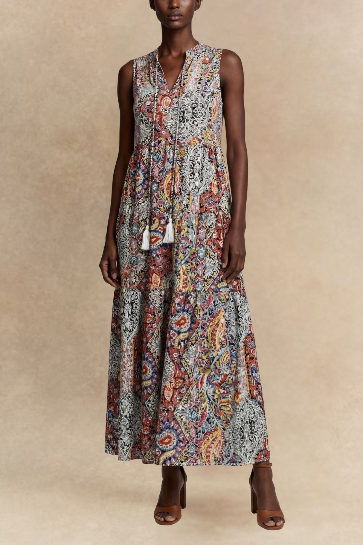 Shana Robe Midi Nouer Imprimé Cachemire