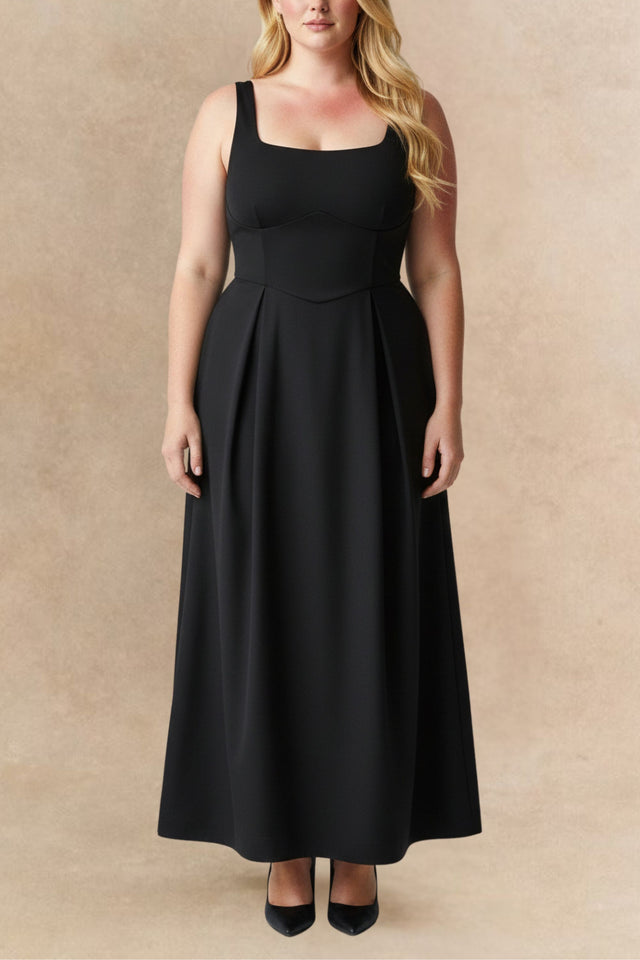 Alixe Sleeveless A-Line Maxi Dress with Square Neckline