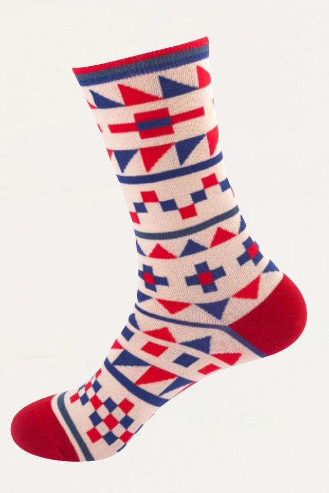 Socks Playful Geometric Pattern - Onze Montreal White Onze Montreal