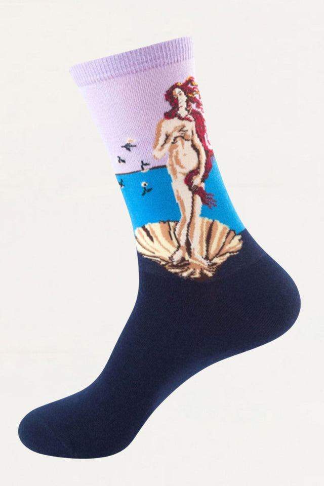 Socks Birth Of Venus Motif Navy Purple - Onze Montreal Navy Onze Montreal