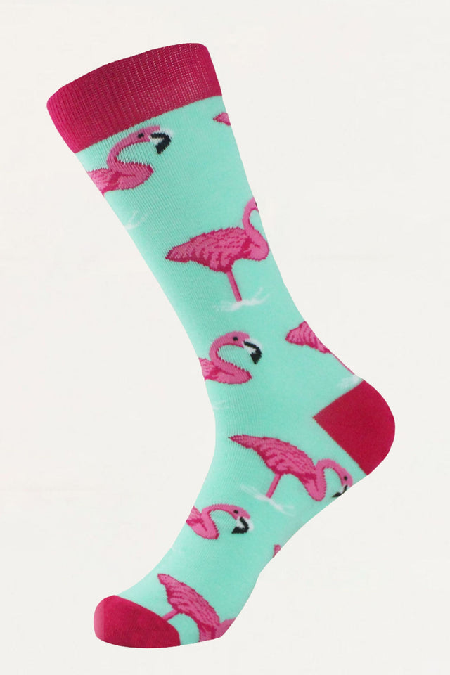 Socks Flamingo in Water Motif Blue - Onze Montreal Blue Onze Montreal