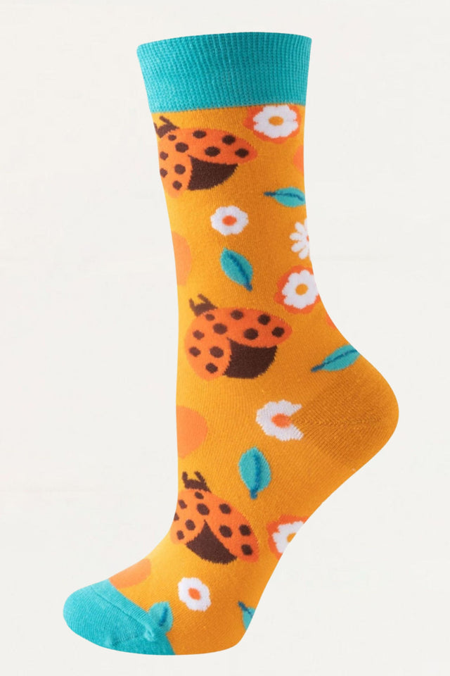 Socks Ladybugs Motif Orange - Onze Montreal Orange Onze Montreal