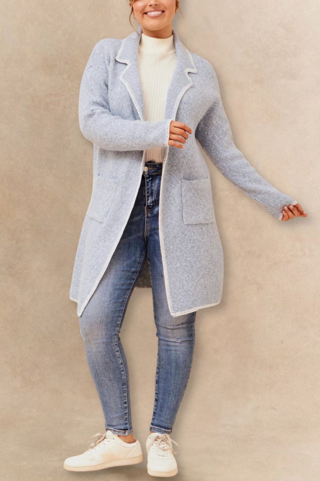 Solana Knit Cardigan Long Open-Front