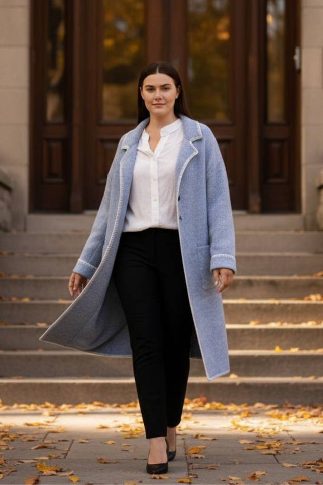 Solana Veste Tricot Coutures Contrastées Poches Femme