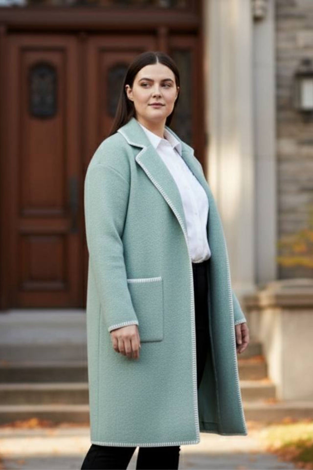 Solana Veste Tricot Coutures Contrastées Poches Femme