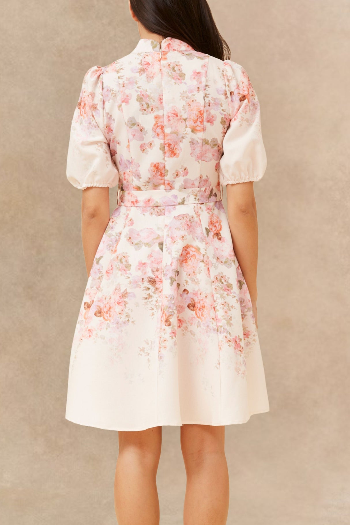 Sonia Robe Blanc Cassé Style Vintage Imprimé Fleuri