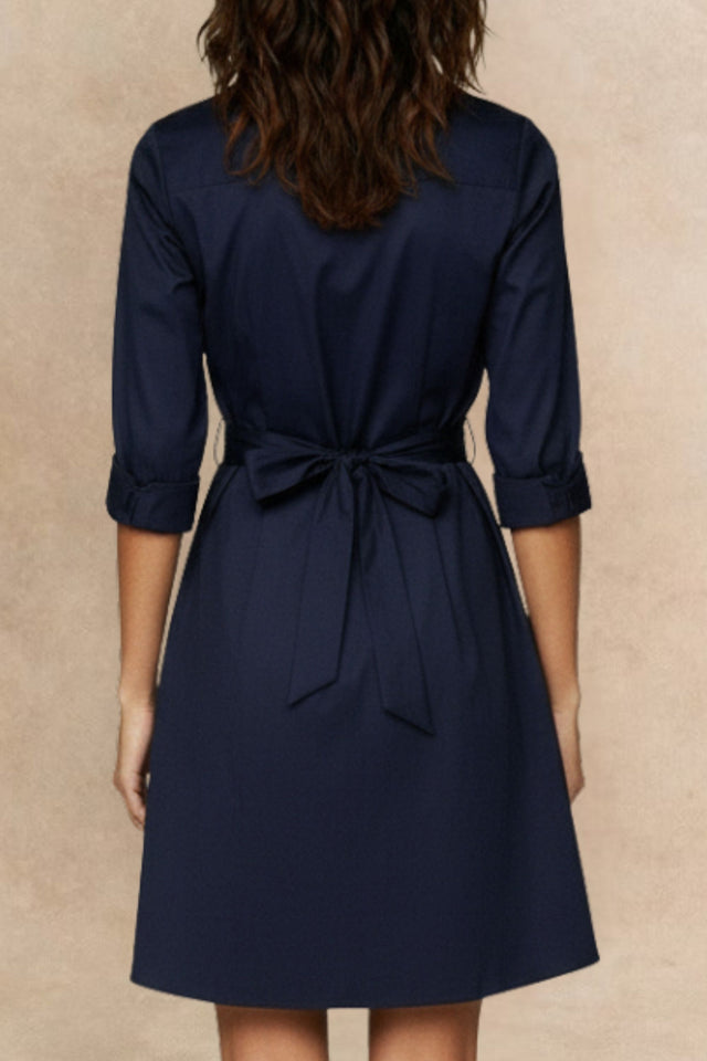 Tessa Elegant Shirt Dress 3/4 Sleeve Buttons