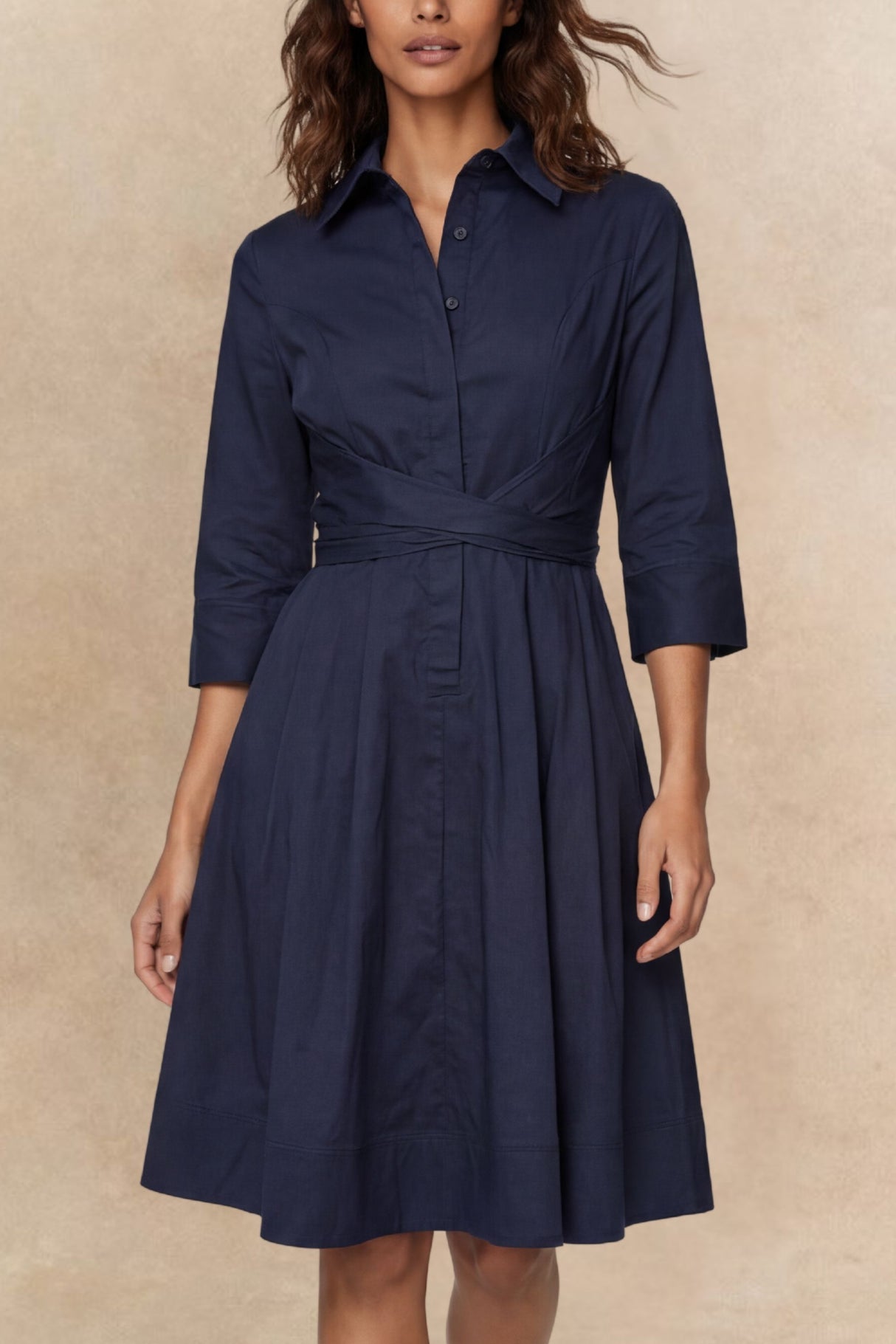 Tessa Robe chemise torsade devant coupe évasée