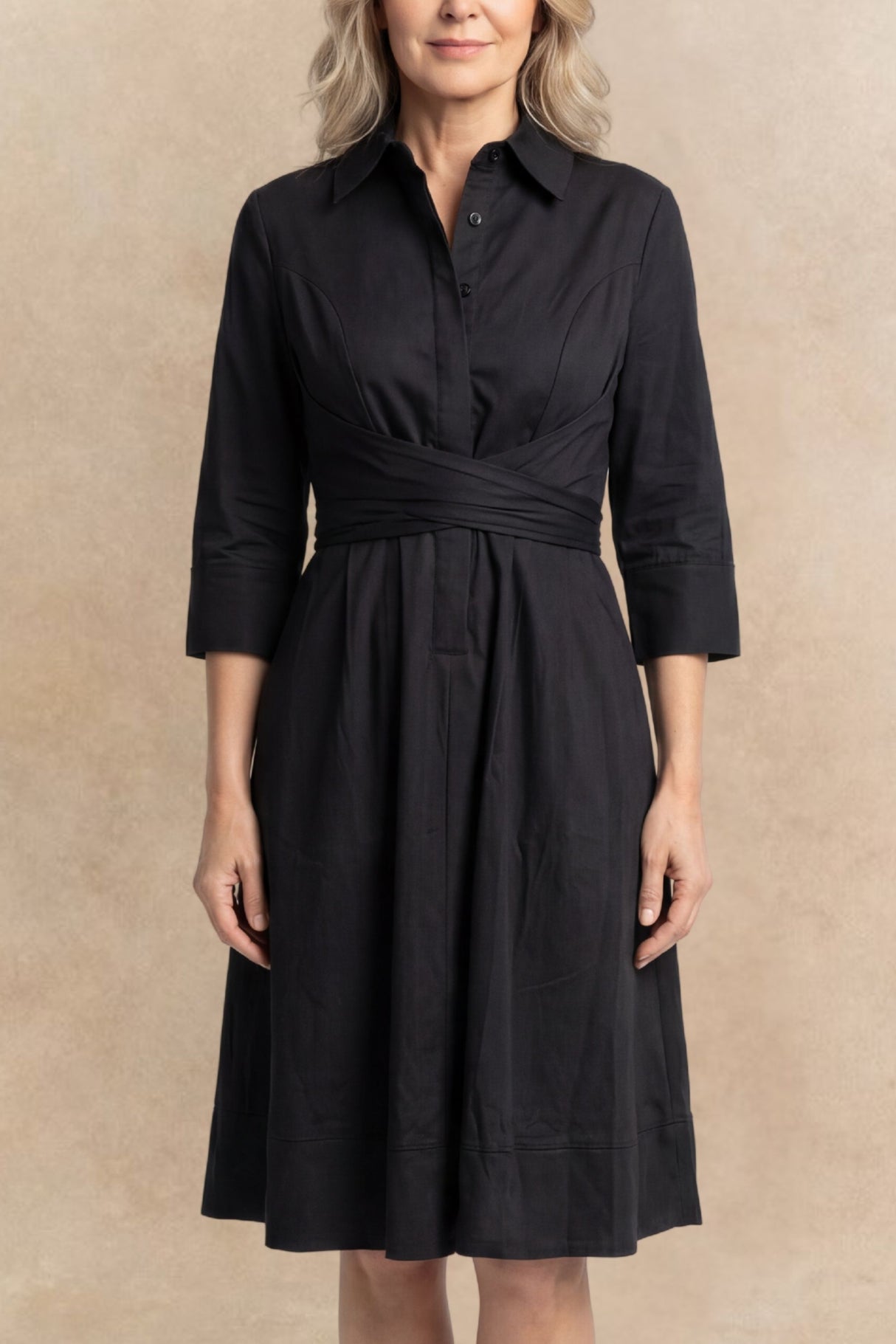 Tessa Robe chemise torsade devant coupe évasée