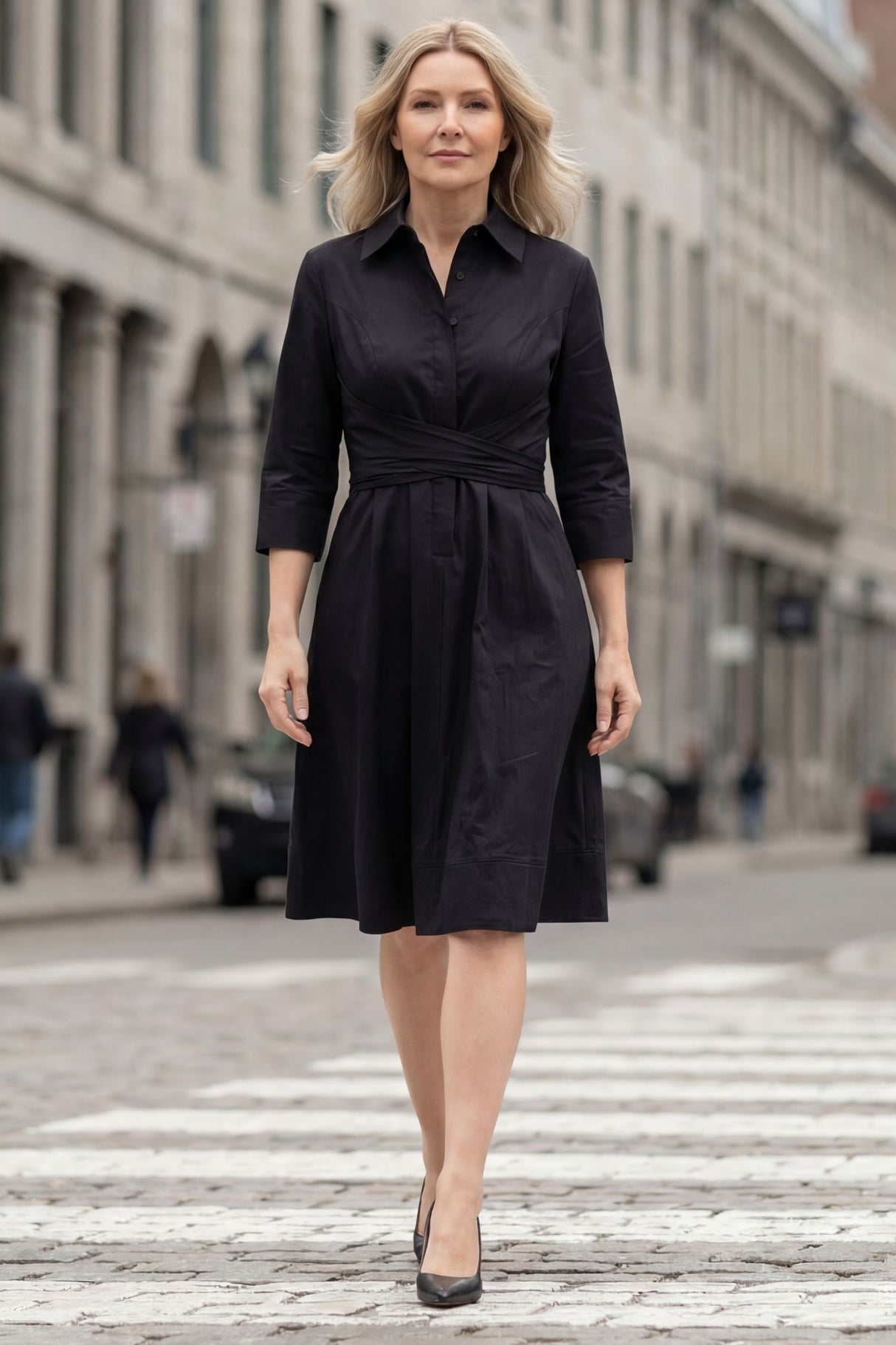 Tessa Robe chemise torsade devant coupe évasée