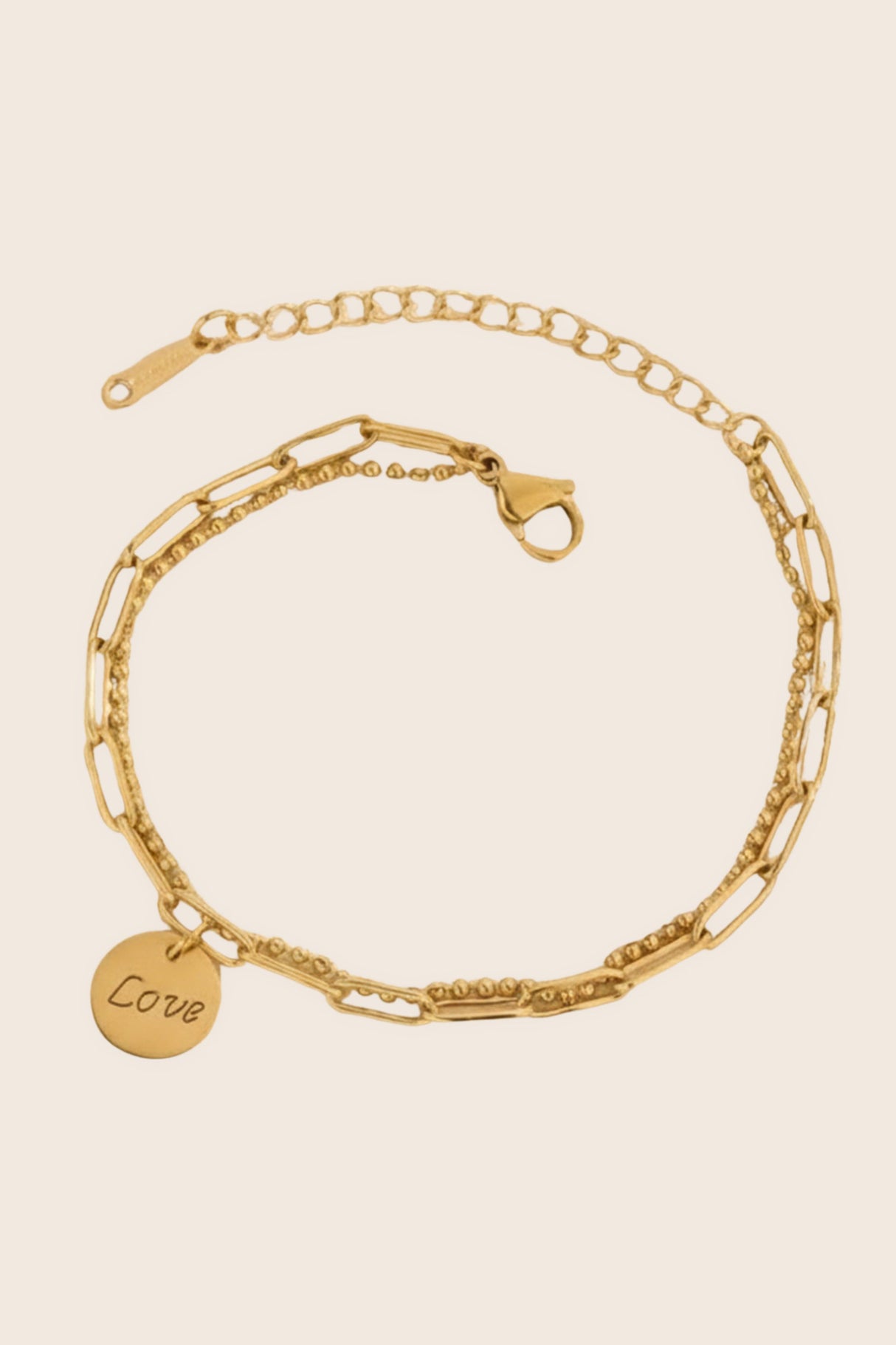 Thea Bracelet Breloques LOVE Plaqué Or 18 Carats