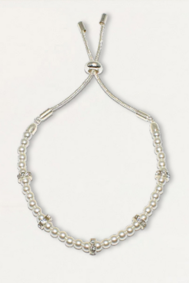Tiny Pearl Rondelle Rhinestone Bracelet