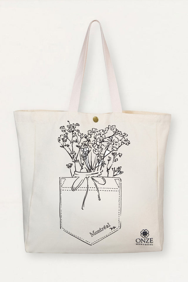 Tote Bag Canvas Custom Illustration Flowers In My Pocket