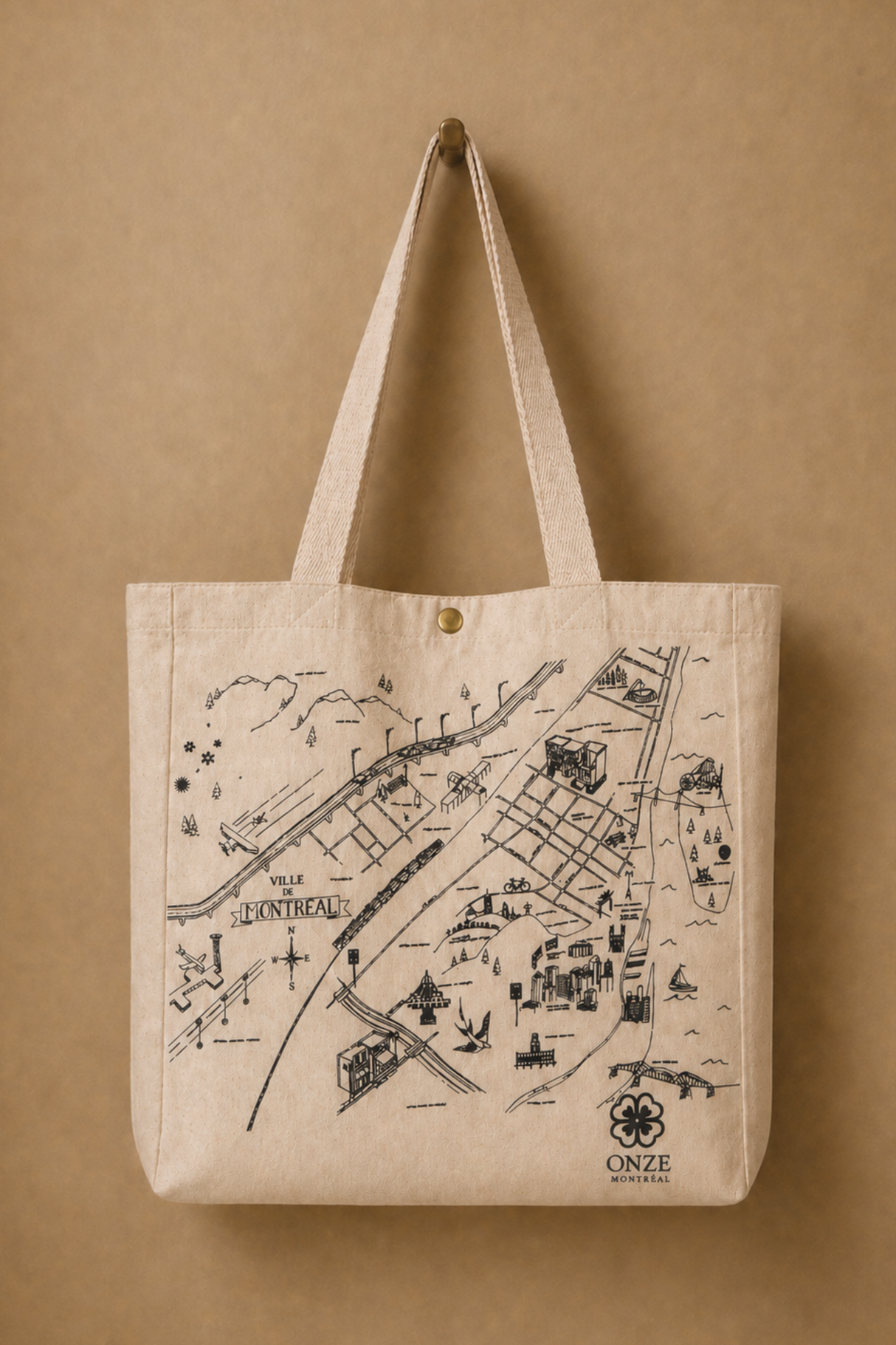 Carte Montréal Illustration Sac Tote Cabas