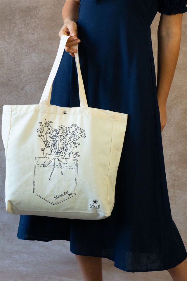 Tote Bag Canvas Custom Illustration Flowers In My Pocket