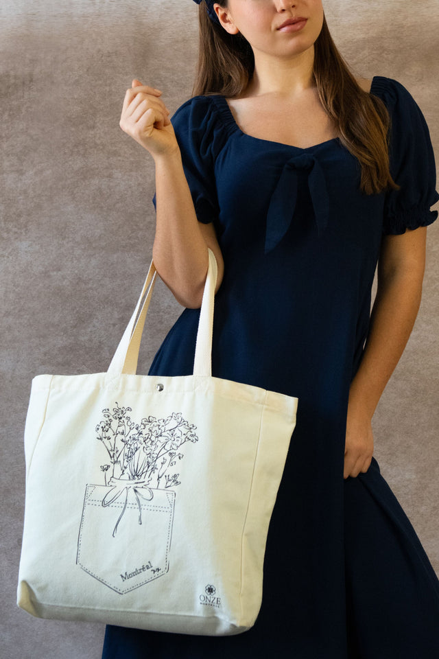 Tote Bag Canvas Custom Illustration Flowers In My Pocket