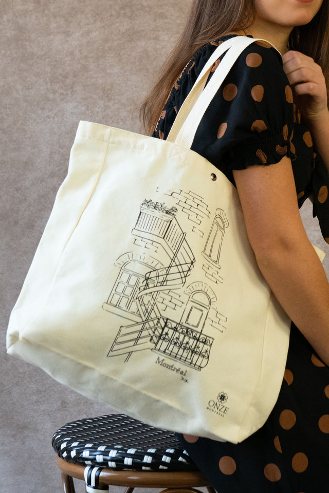 Tote Bag Custom Illustration Montreal Duplex Canvas