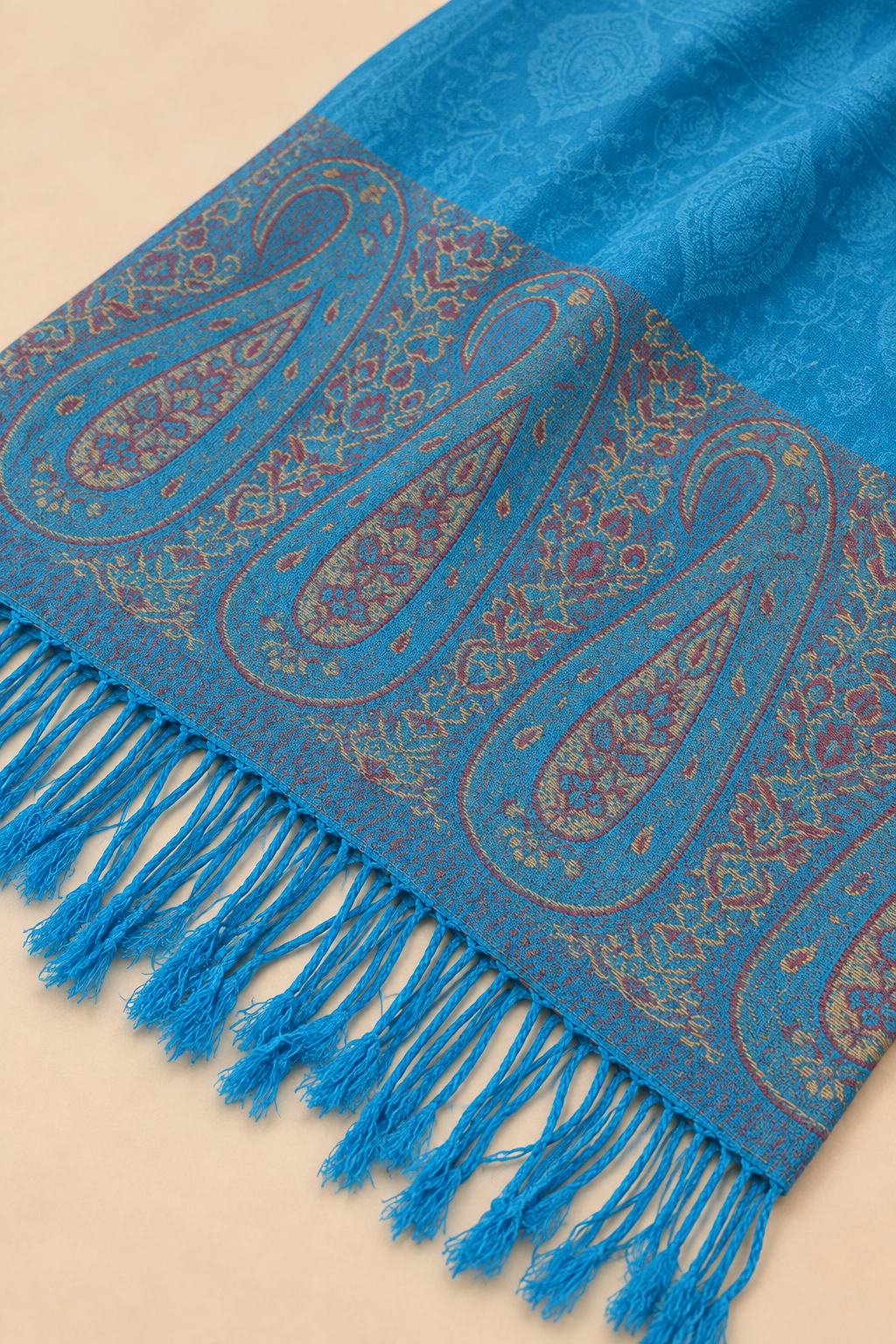 Pashmina Scarf Jacquard Paisley Blue