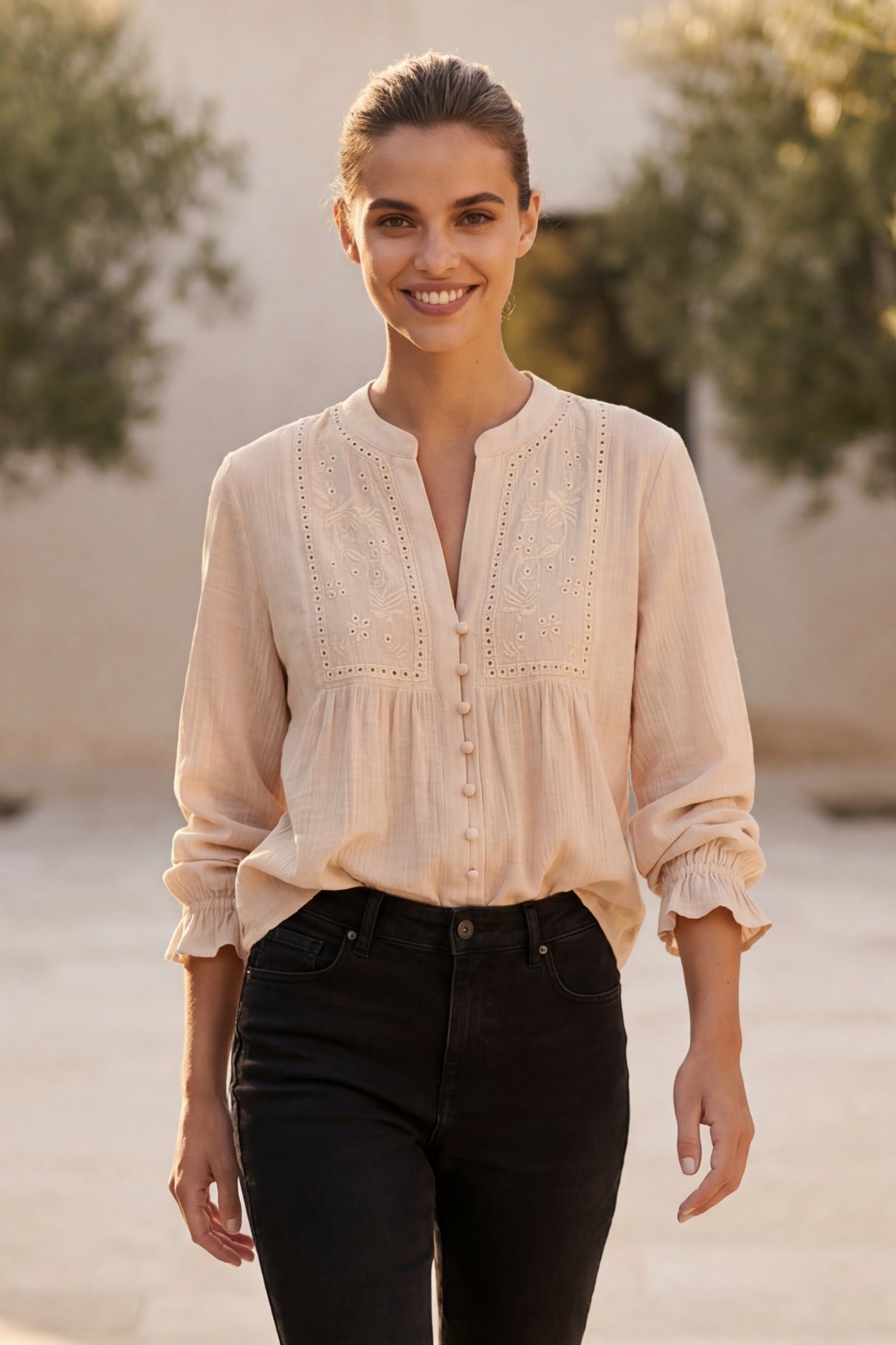 Whitney Chemise Boutonnée Détails Brodés