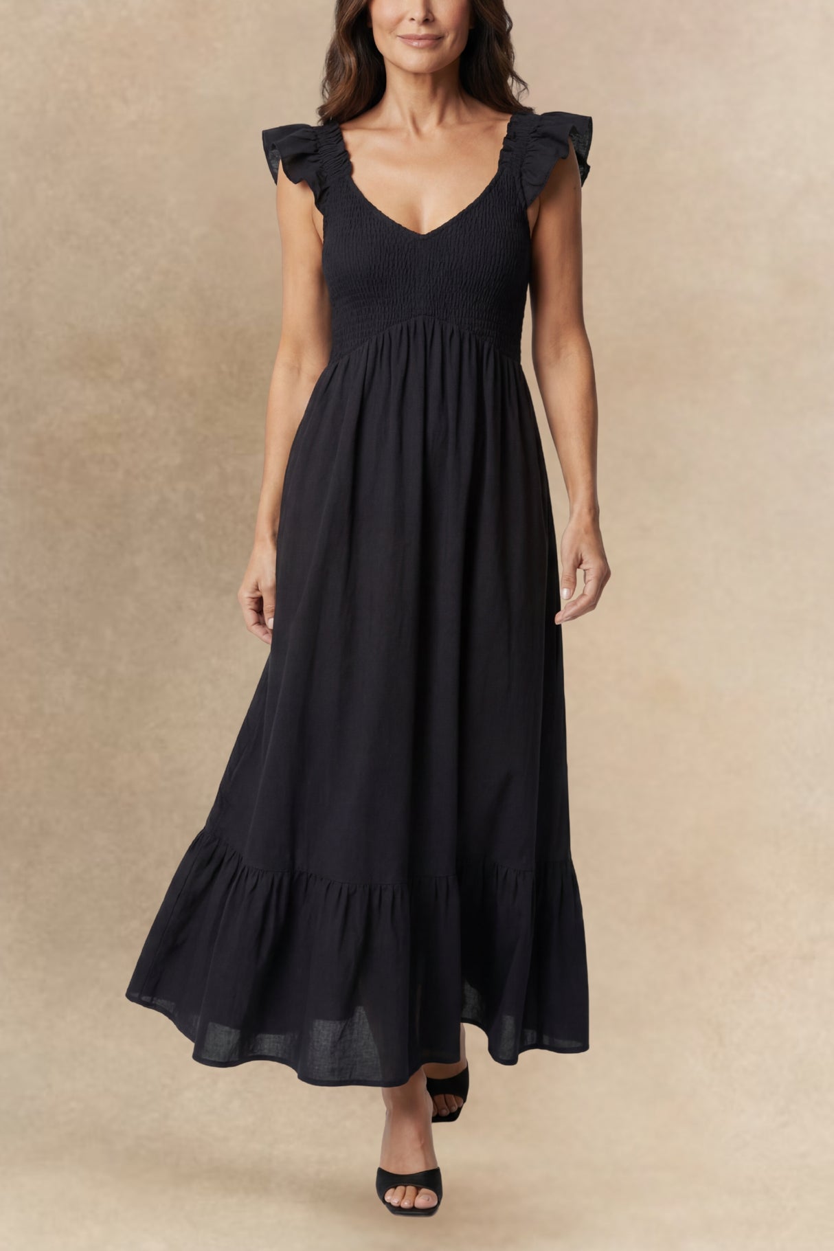 Willow Robe Longue Smockée Volants
