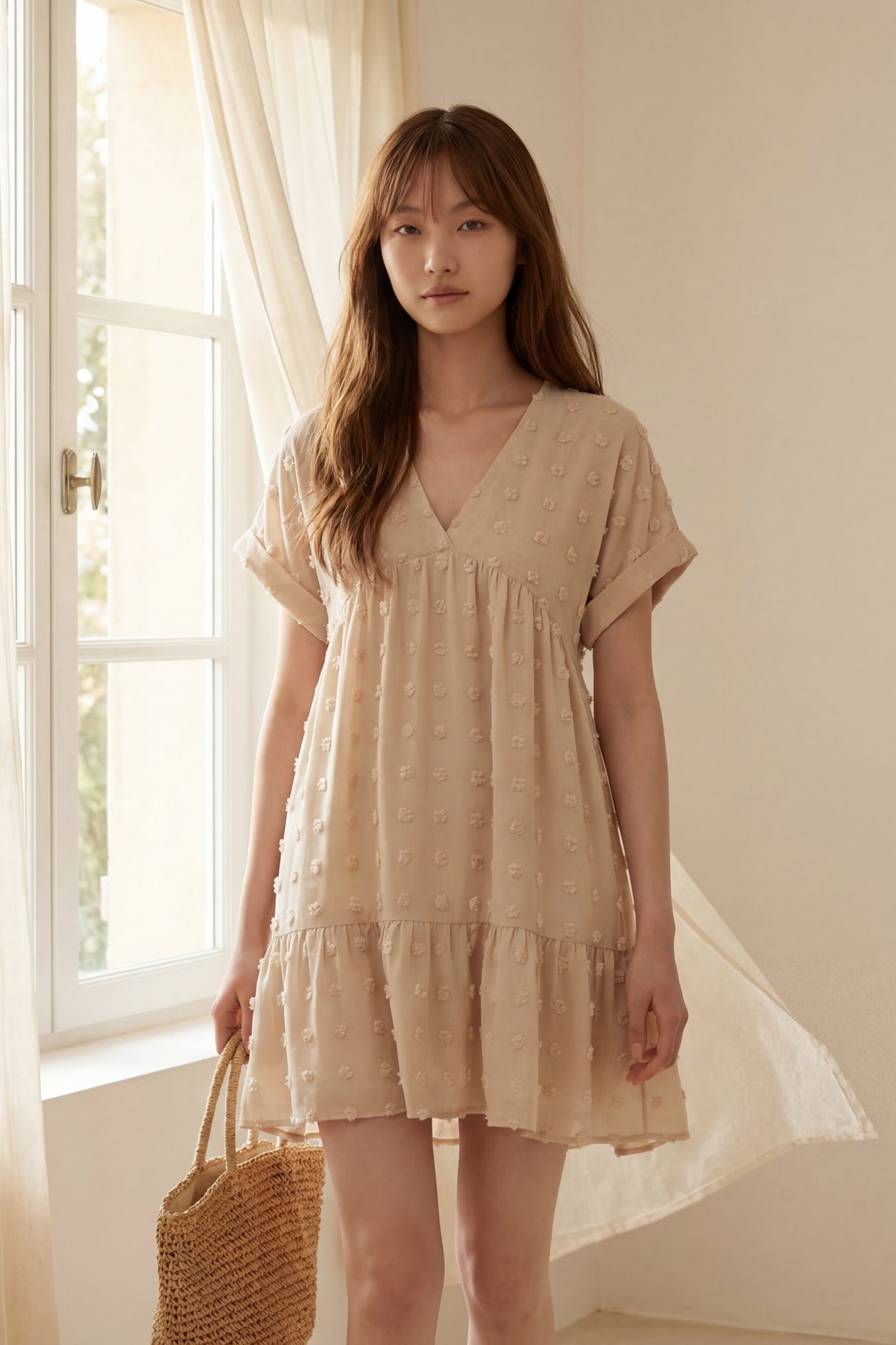 Yolanda Robe Mini Pois Suisses Ourlet volant