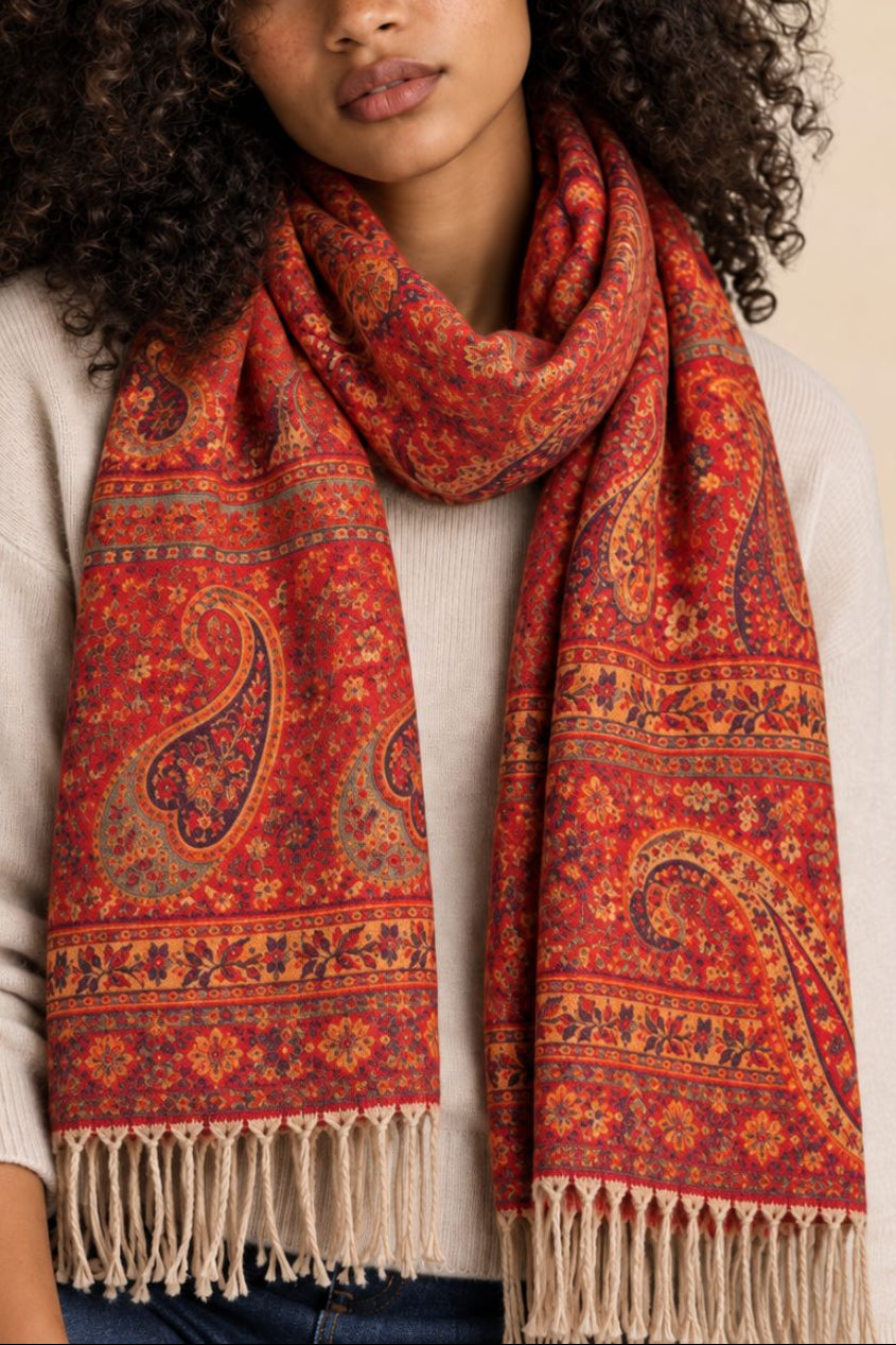 Bohemian Paisley Fringe Scarf