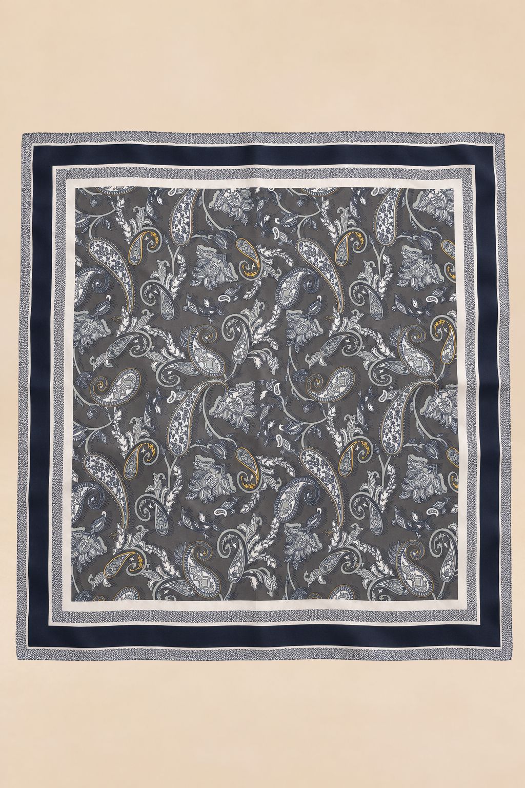 Paisley Square Scarf Charcoal