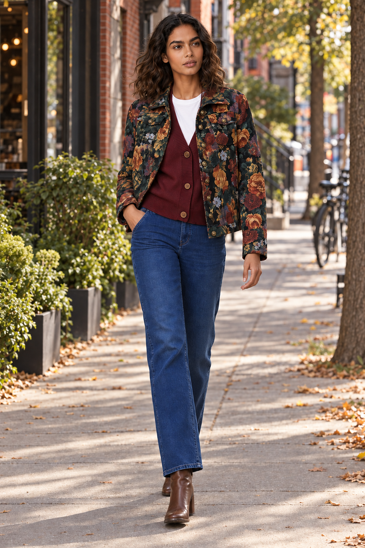 Tatiana Floral Jacket Woven Jacquard Button-Front