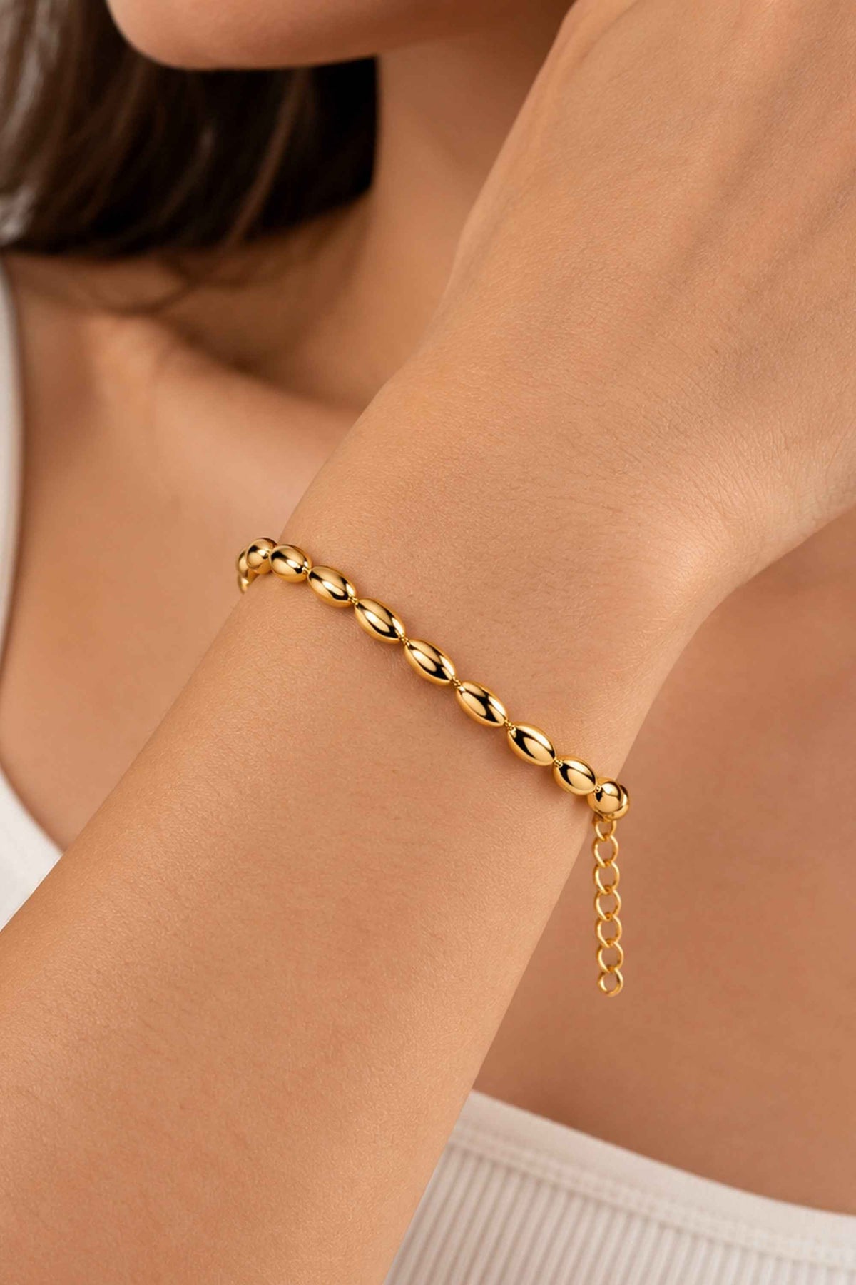 Gold-Tone Oval Bead Bracelet